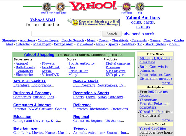 directorio de yahoo.com en el 2000